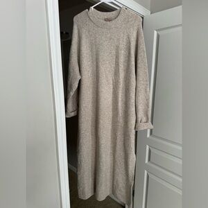 Cozy Beige Knit Sweater Dress